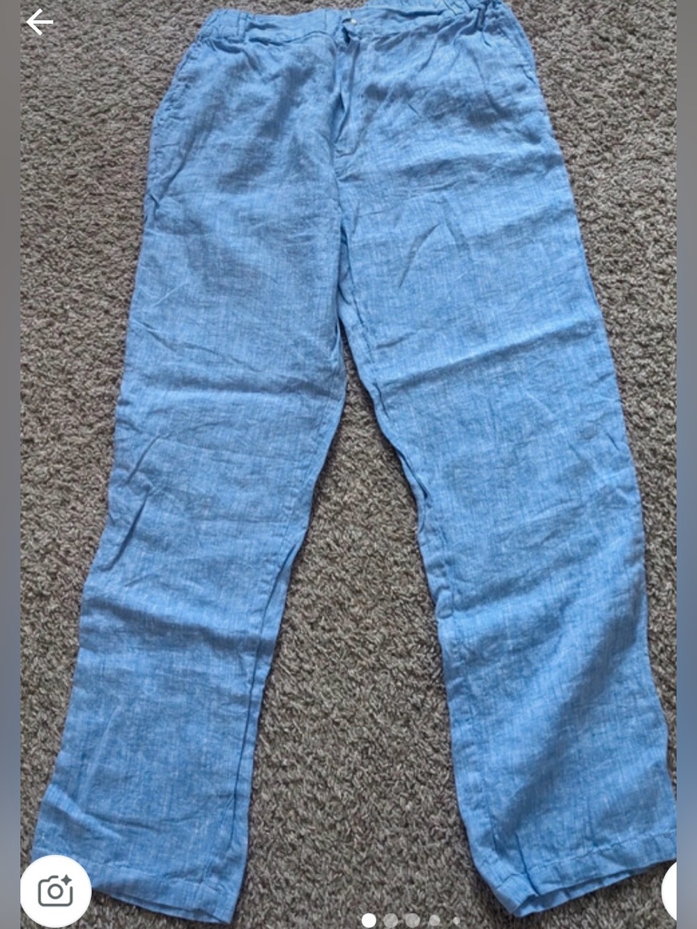Capri Pride Boutique Women's Italy Blue Linen Pants Pockets Straight Leg Large